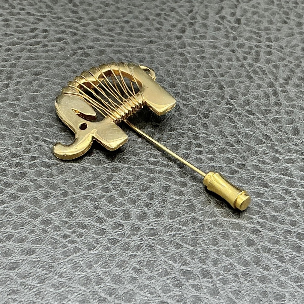 Vintage Napier Elephant Stick Pin Gold Tone Lapel Hat Animal Costume Jewelry - Picture 4 of 7